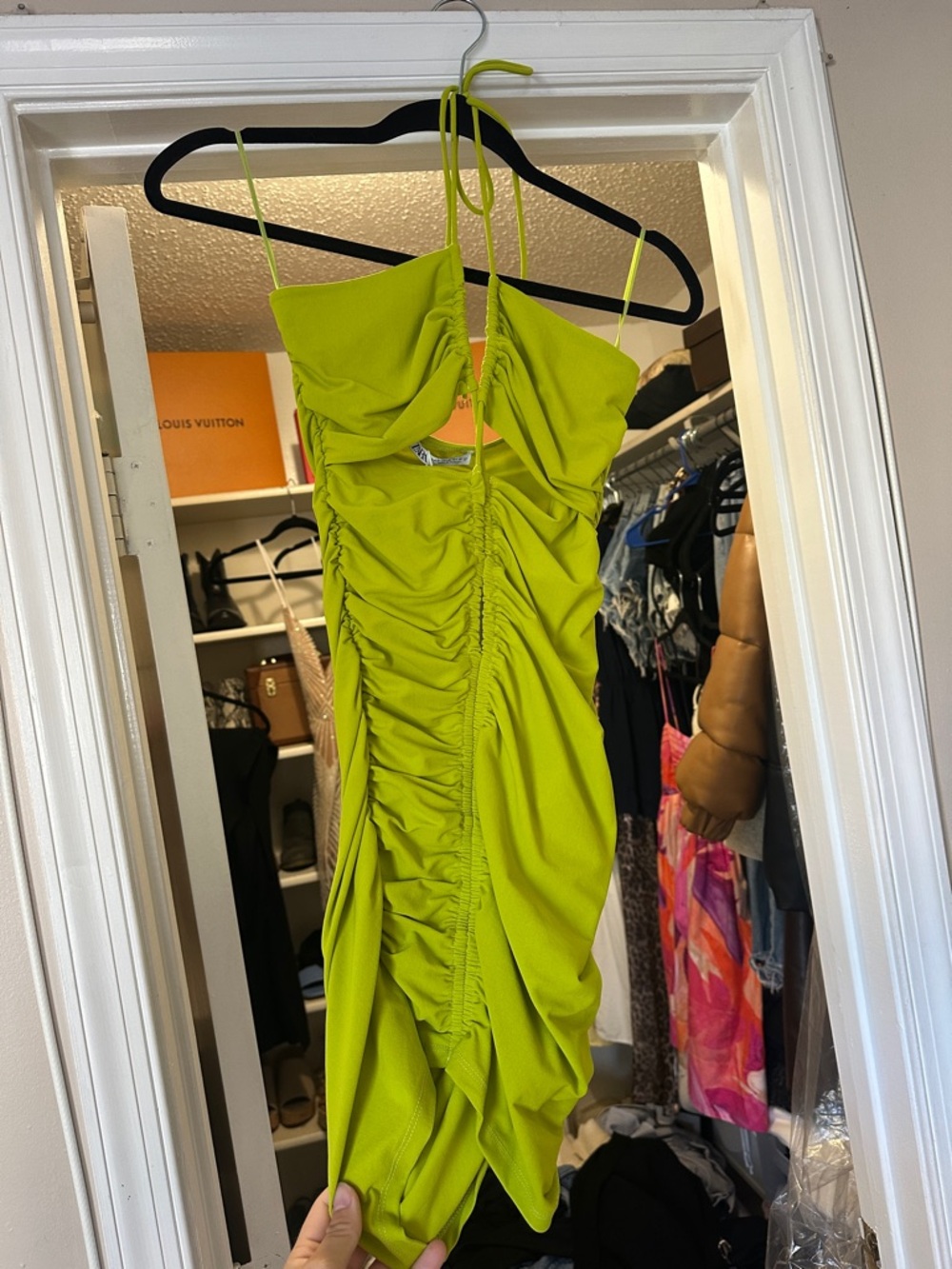 Lime Green Ruched Zara Dress